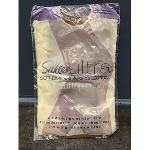 Silkies ULTRA SOFT DIMENSIONS Control Top Pantyhose Sz Medium Beige Made In USA